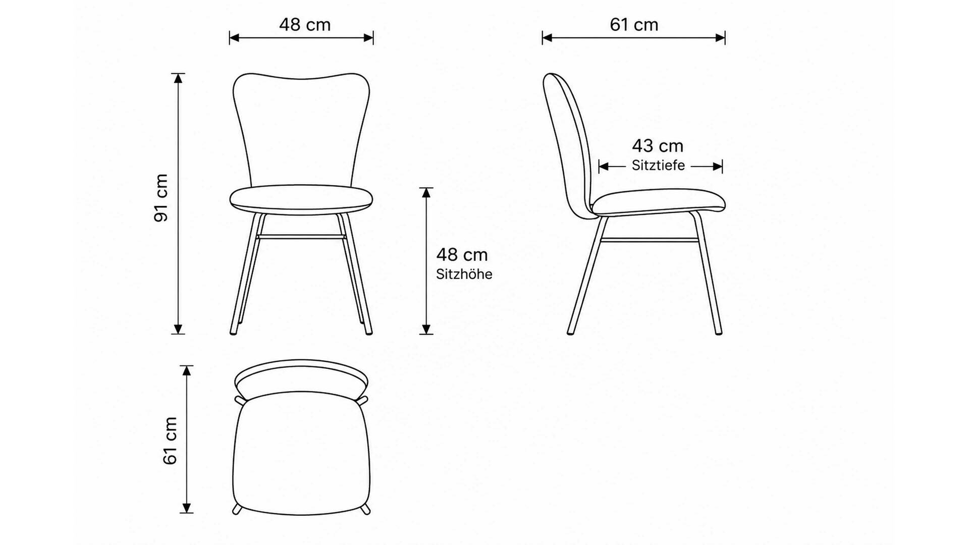 Interliving Esszimmer Serie 5115 - Vierfußstuhl mit Stoffbezug