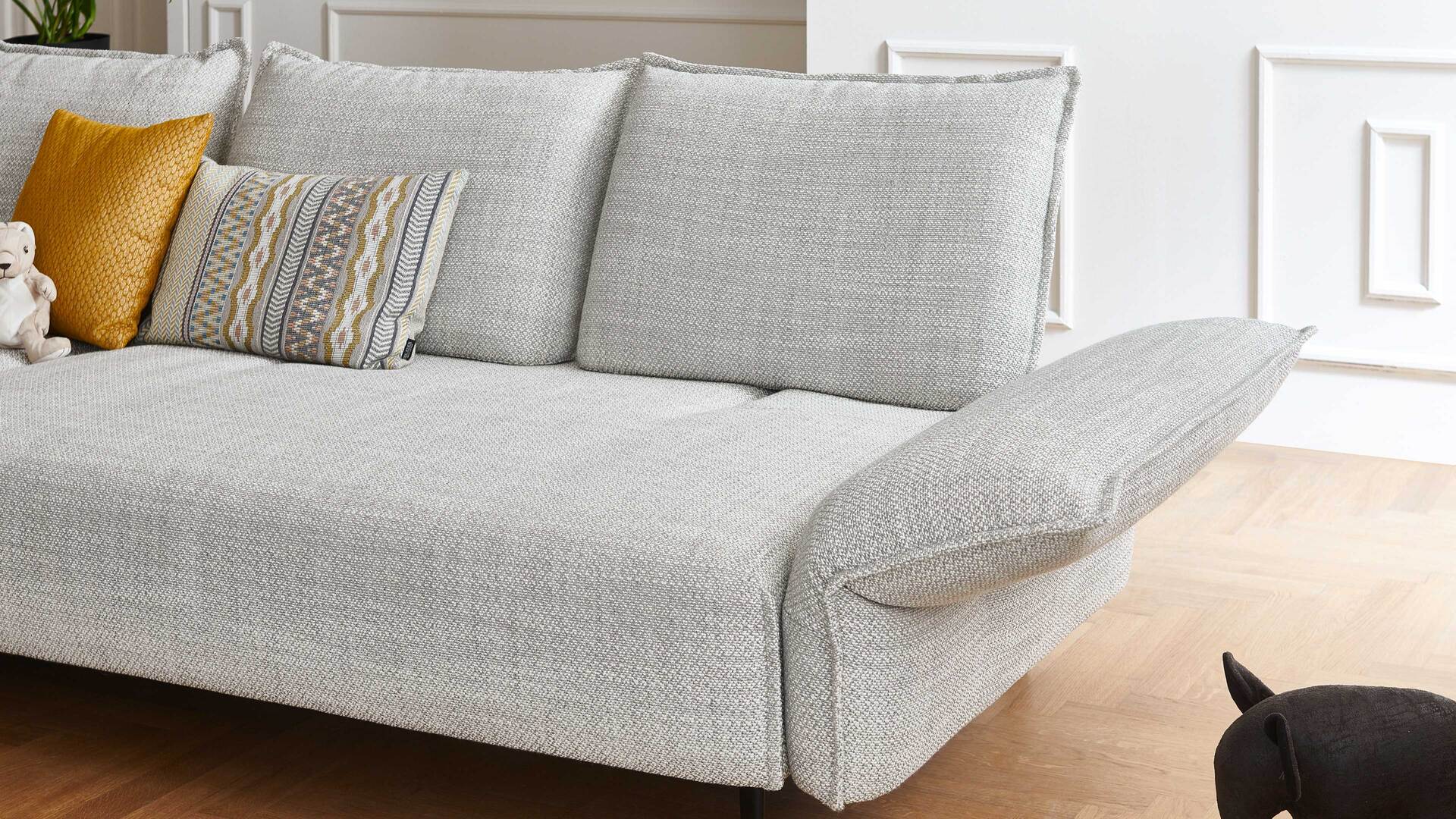 W.SCHILLIG Leder-Ecksofa Bonnie – Armlehnverstellung