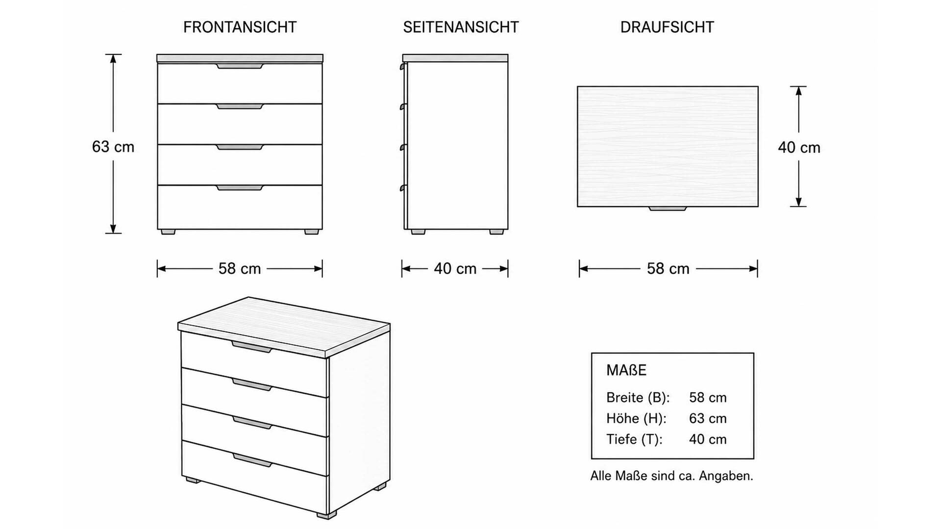 Interliving Kleiderschrank Serie 1208 - Schubladenkommode