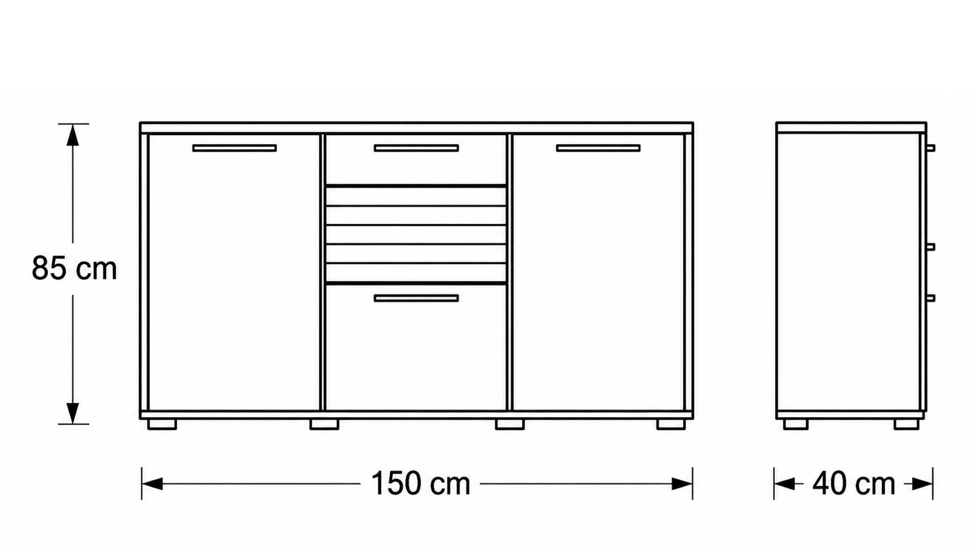 Interliving Wohnzimmer Serie 2032 - Sideboard mit Regalkombination