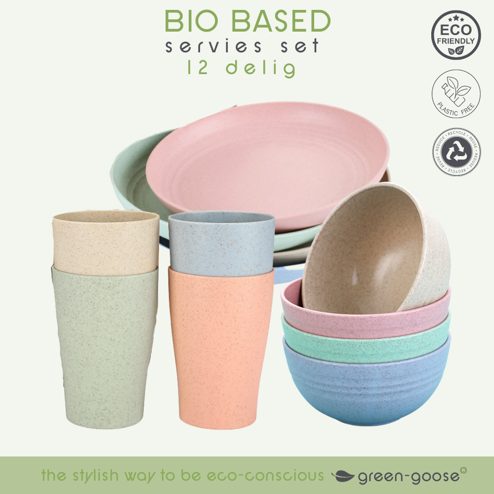 green-goose Biobasiertes Geschirrset – 12-teilig