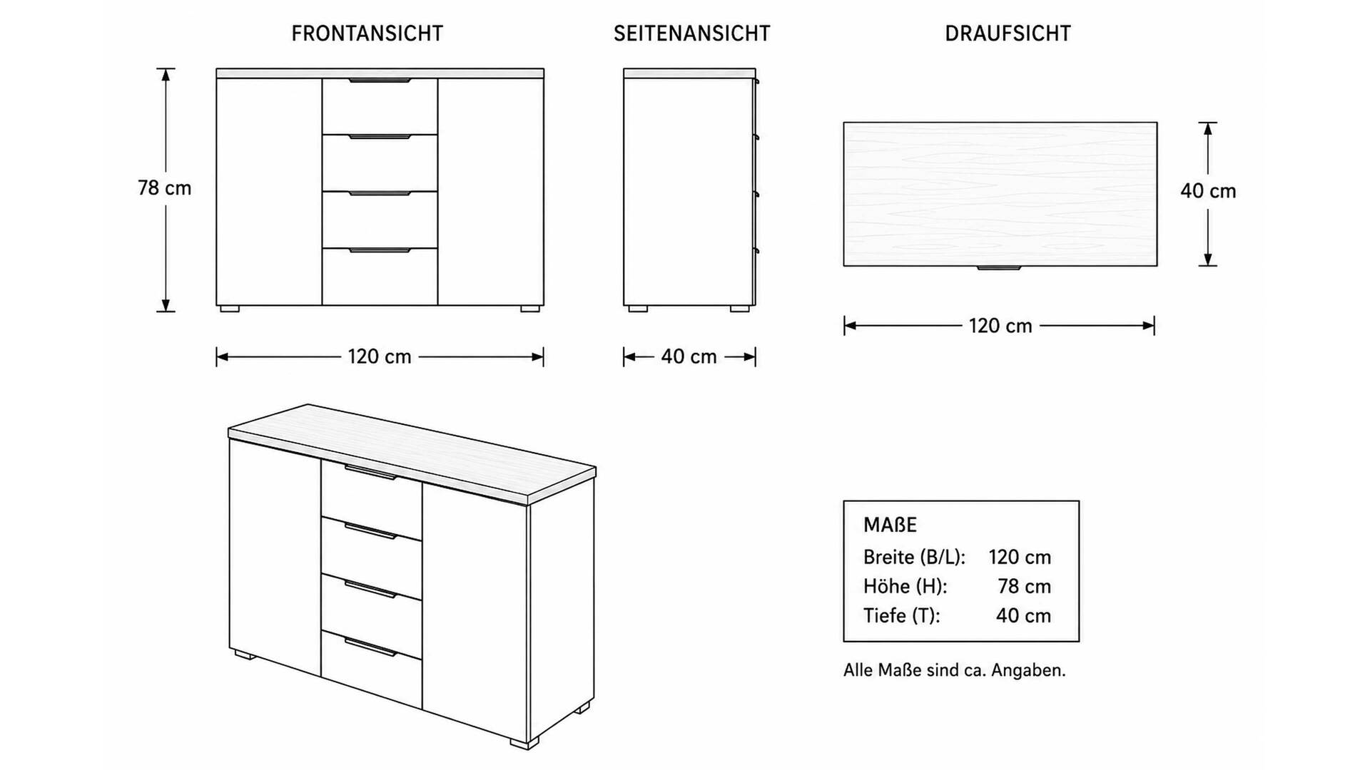 Interliving Kleiderschrank Serie 1208 - Kombikommode