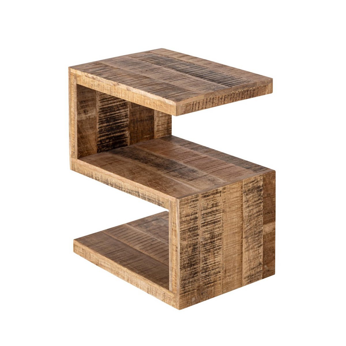 Beistelltisch Holz S Form 42x50x31cm Sofatisch Sissi Blumensäule nachhaltig Mango Altholz