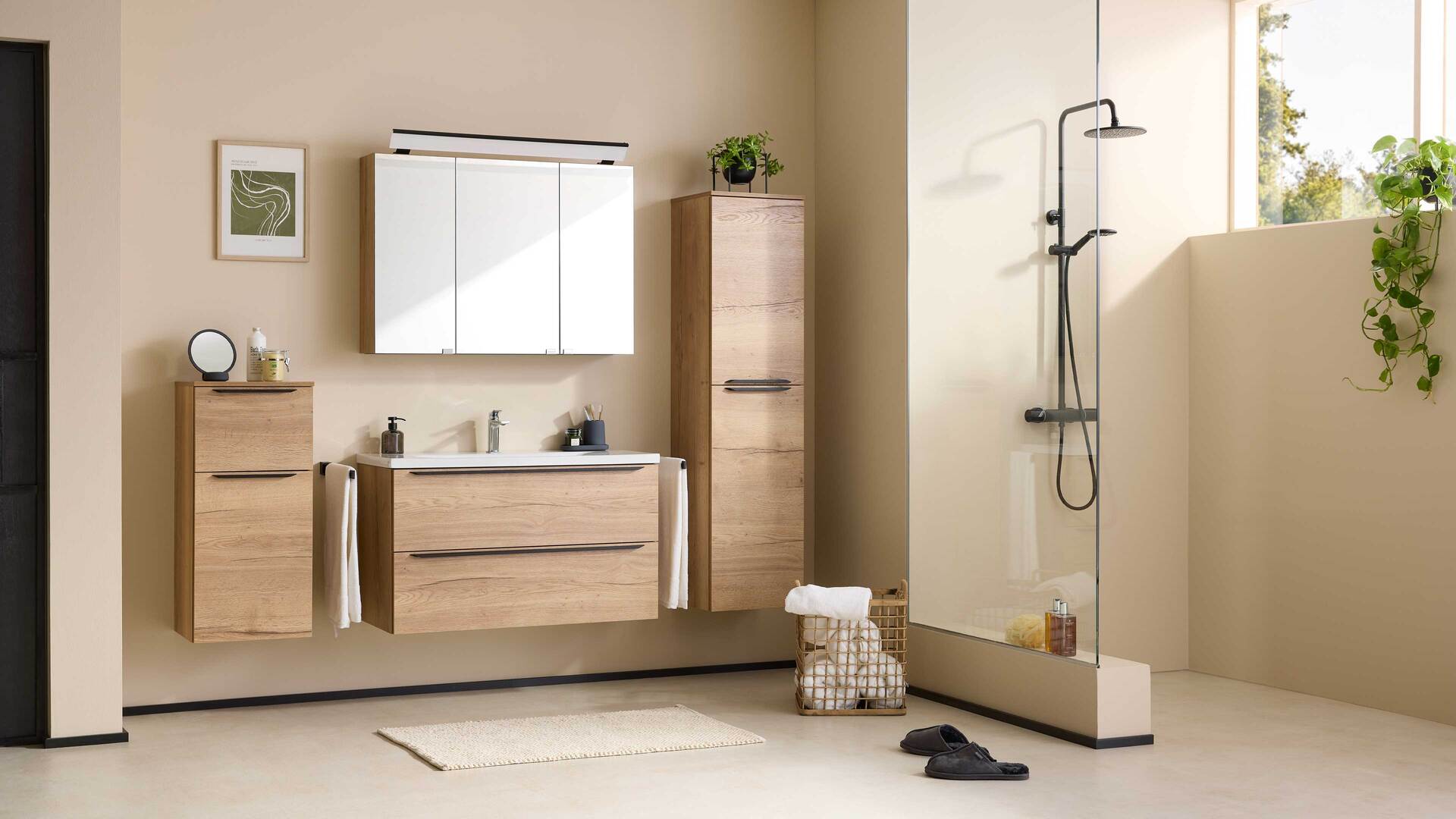 Interliving Bad Serie 3730 - Badmöbel-Set mit Keramikbecken