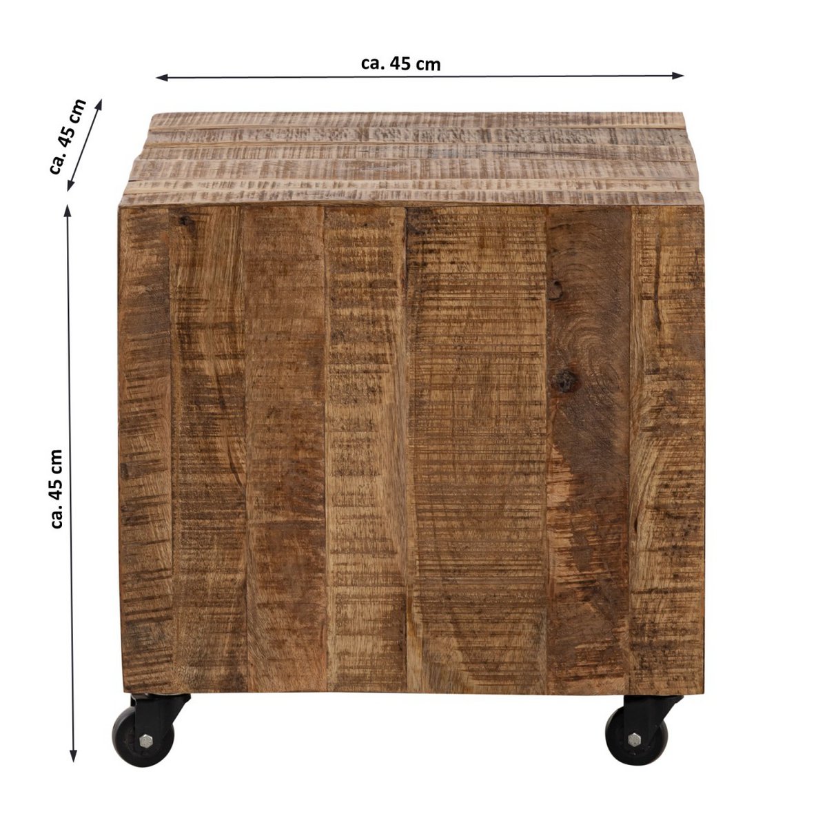 Couchtisch quadratisch 45 x 45 x 45 cm Beistelltisch Blumentisch nachhaltig Mango Altholz